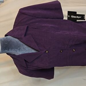 NWT Vintage 90s Purple Short Sleeve Button Down Dress Jacket Size 8 Microsuede